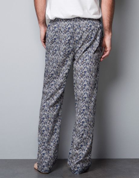 Zara Paisley Pajama Pants in Blue for Men | Lyst