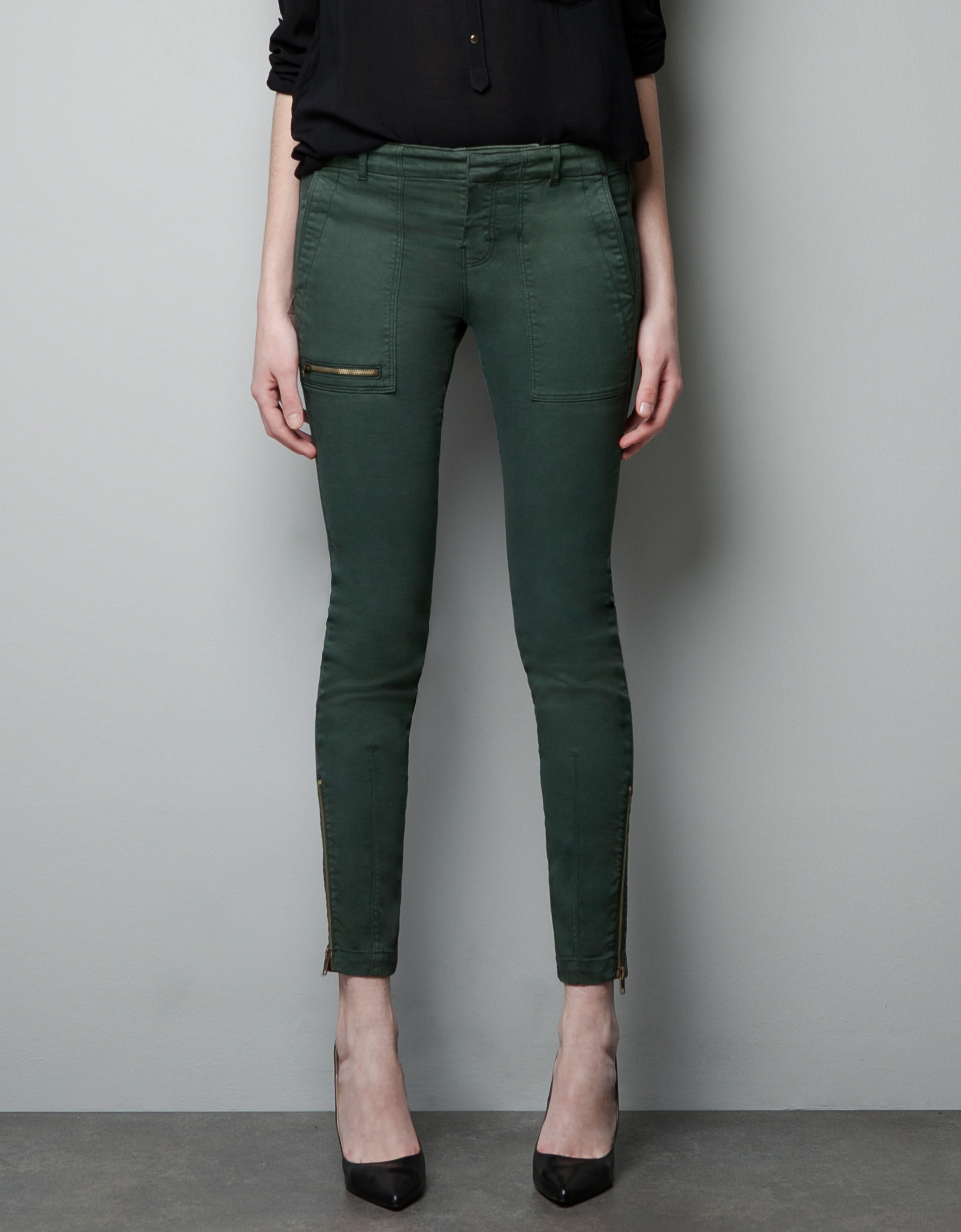 womens dark green trousers