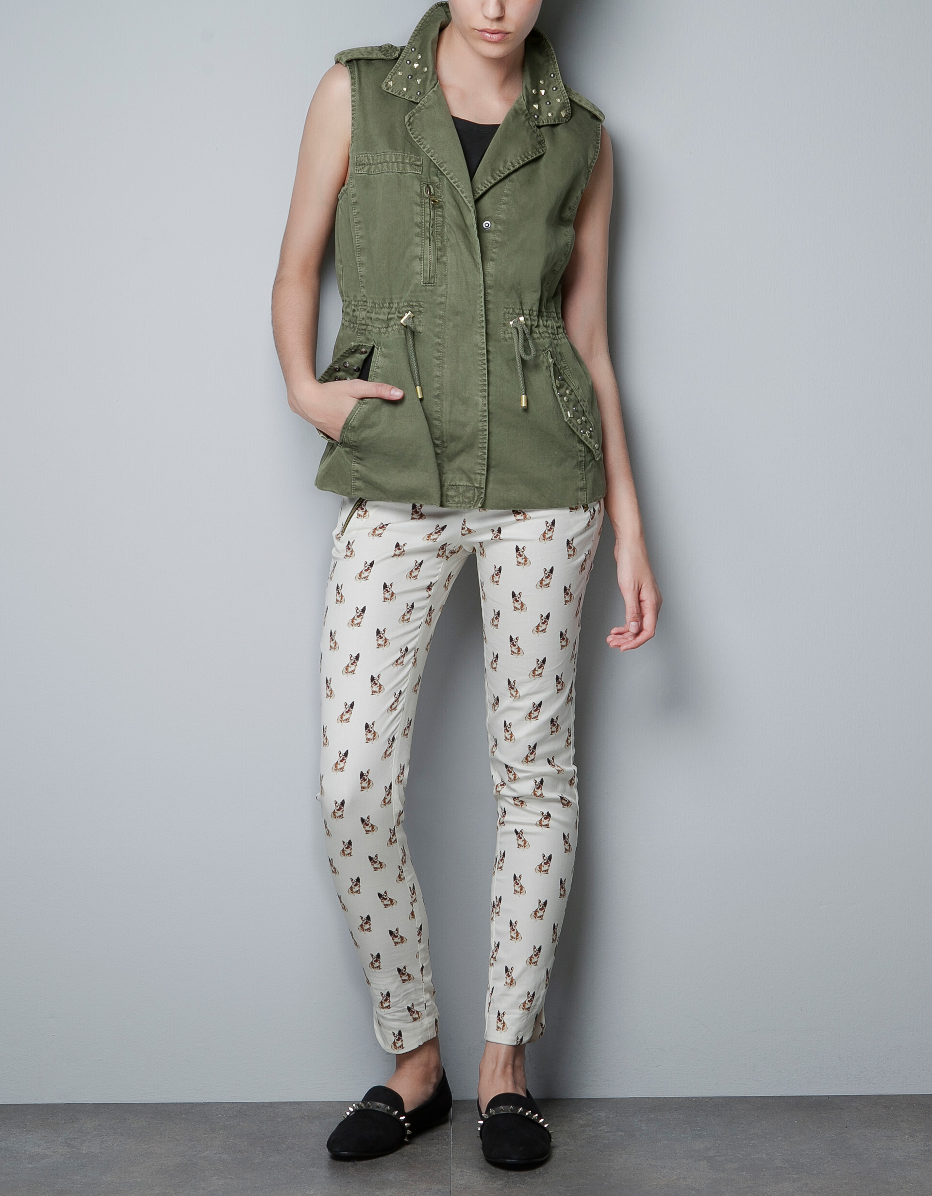 Zara Studded Vest in Green Lyst