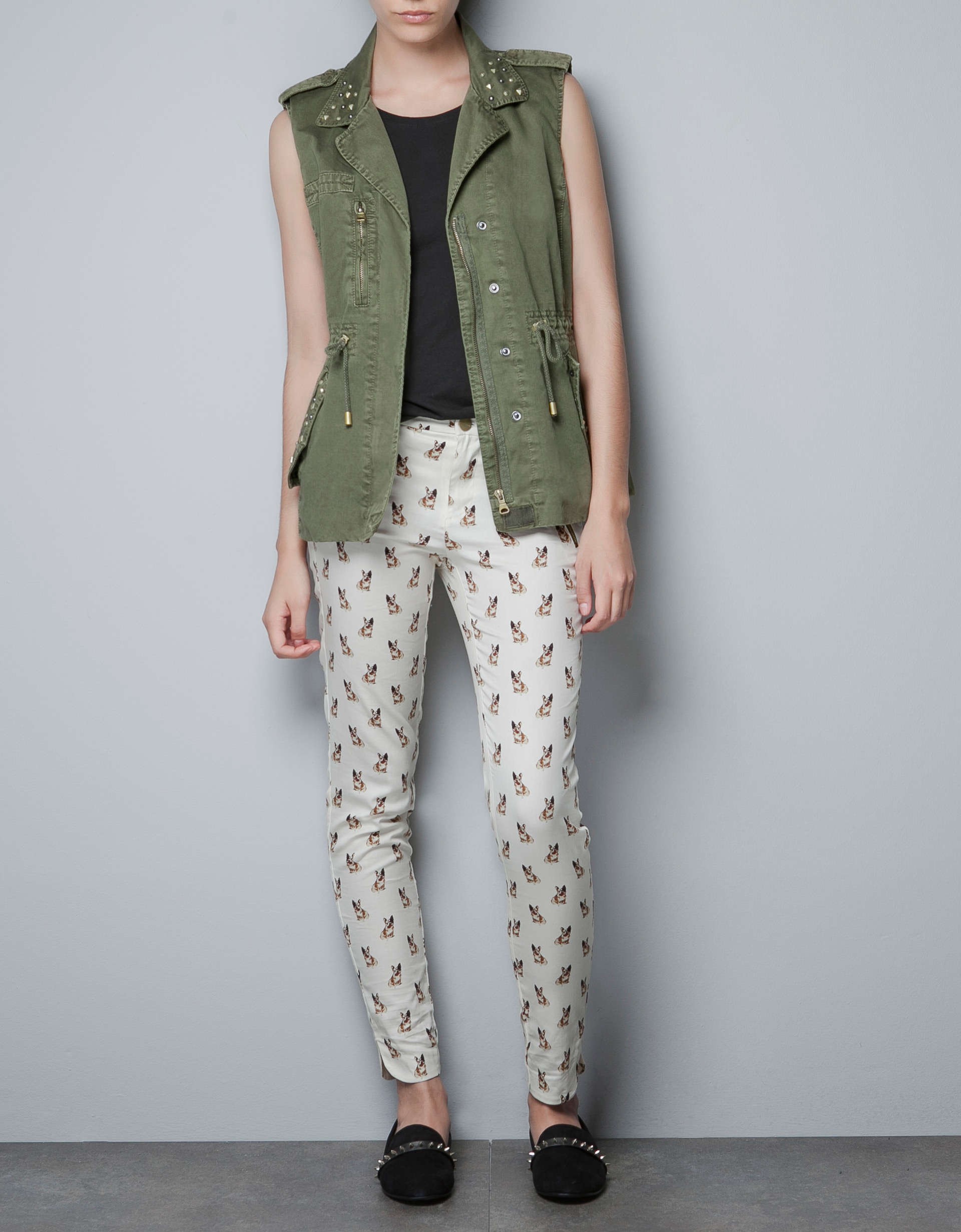 Zara Studded Vest in Green Lyst