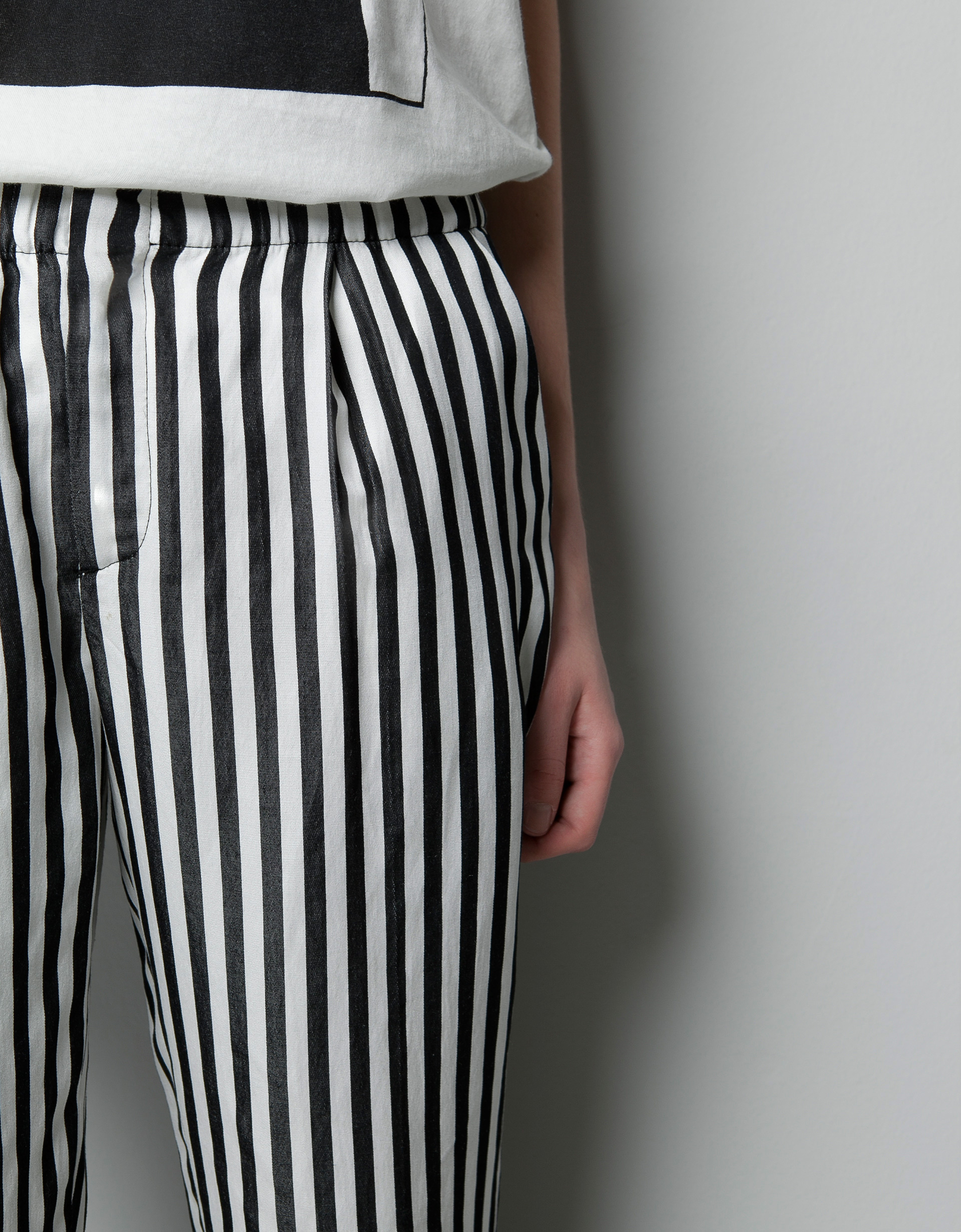 Zara Pleated Striped Trousers in White Lyst