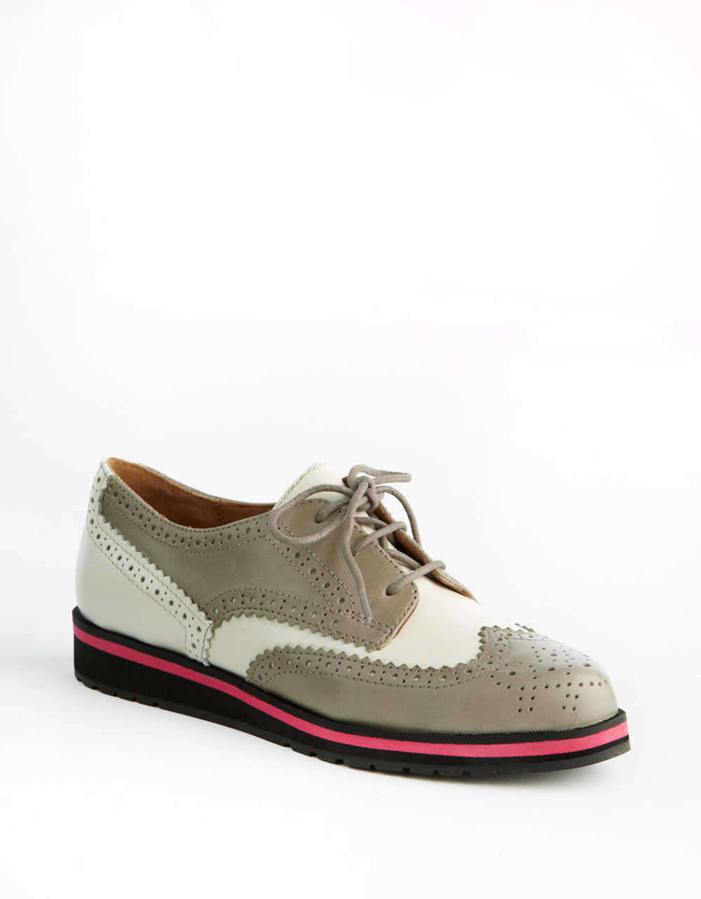 Isaac Mizrahi Oletta Leather Oxford Shoes in Beige (while) | Lyst