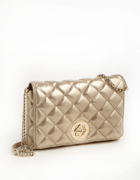 Kate Spade Quilted Metallic Shoulder Bag in Gold | Lyst