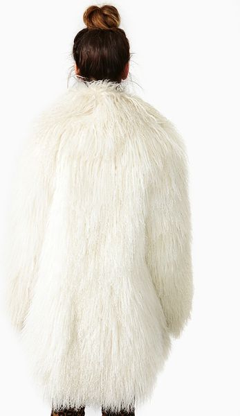 Nasty Gal Iced Mongolian Lamb Fur Coat in White (ice) | Lyst
