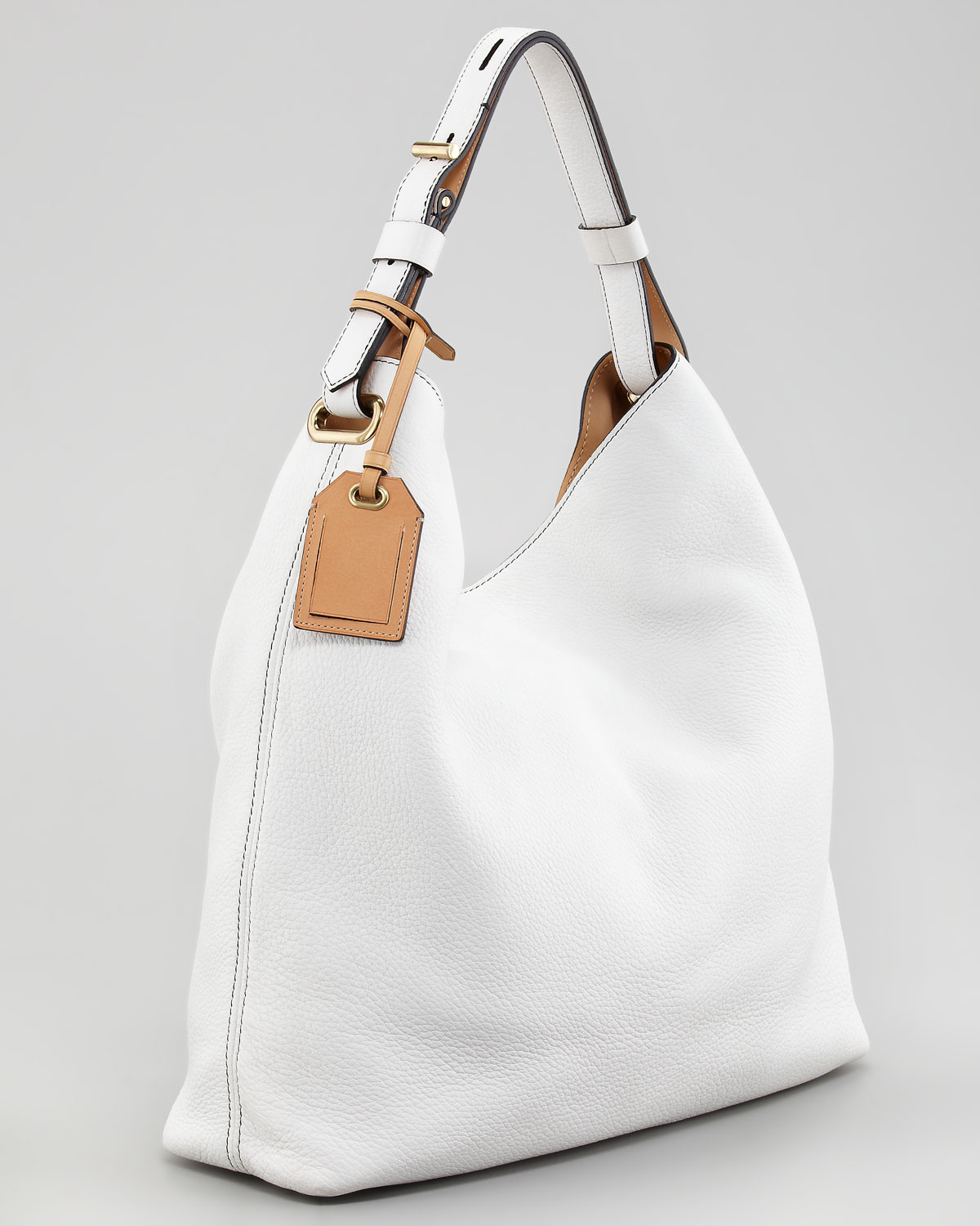 white cotton hobo bag