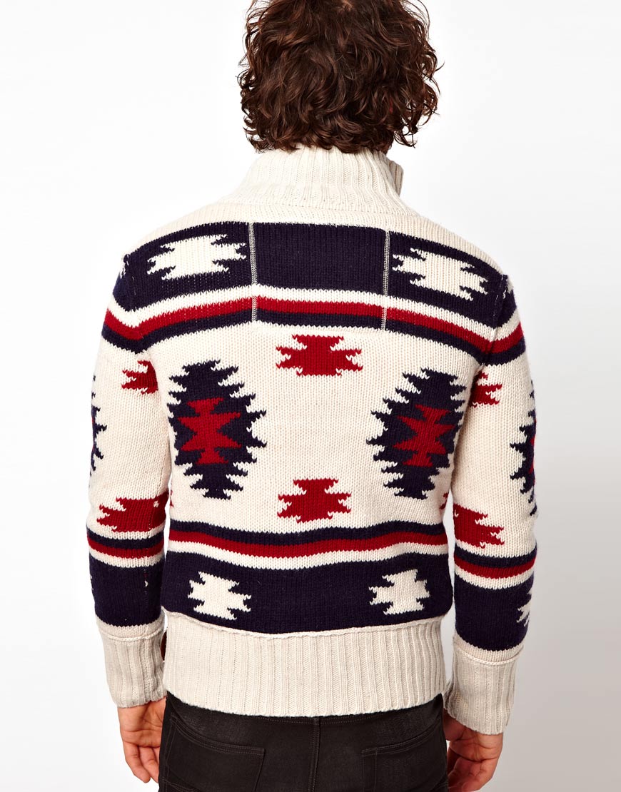 Lyst - Superdry Navajo Knit Zip Cardigan in White for Men