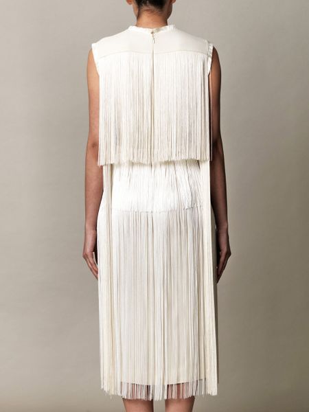 Stella Mccartney Melrose Fringed Dress in White (ivory) | Lyst