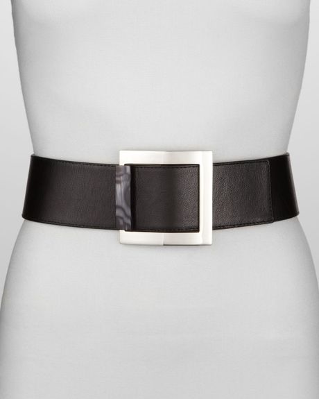 Suzi Roher Squarebuckle Leather Belt in Gray (grey safari) | Lyst