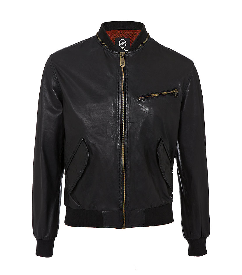 Mcq By Alexander Mcqueen Leather Bomber Jacket in Black for Men | Lyst