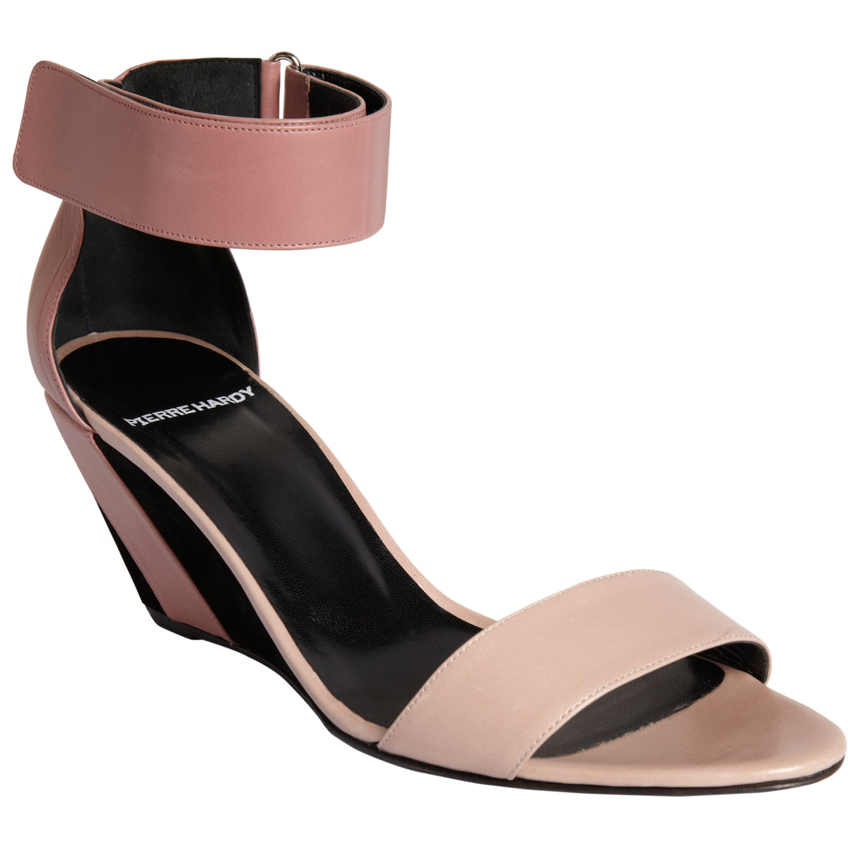 Pierre Hardy Wide Ankle Strap Wedge Sandal in Pink (black) | Lyst