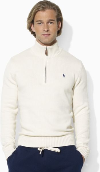 Polo Ralph Lauren Cotton Half Zip Sweater in Beige for Men (sandtrap ...
