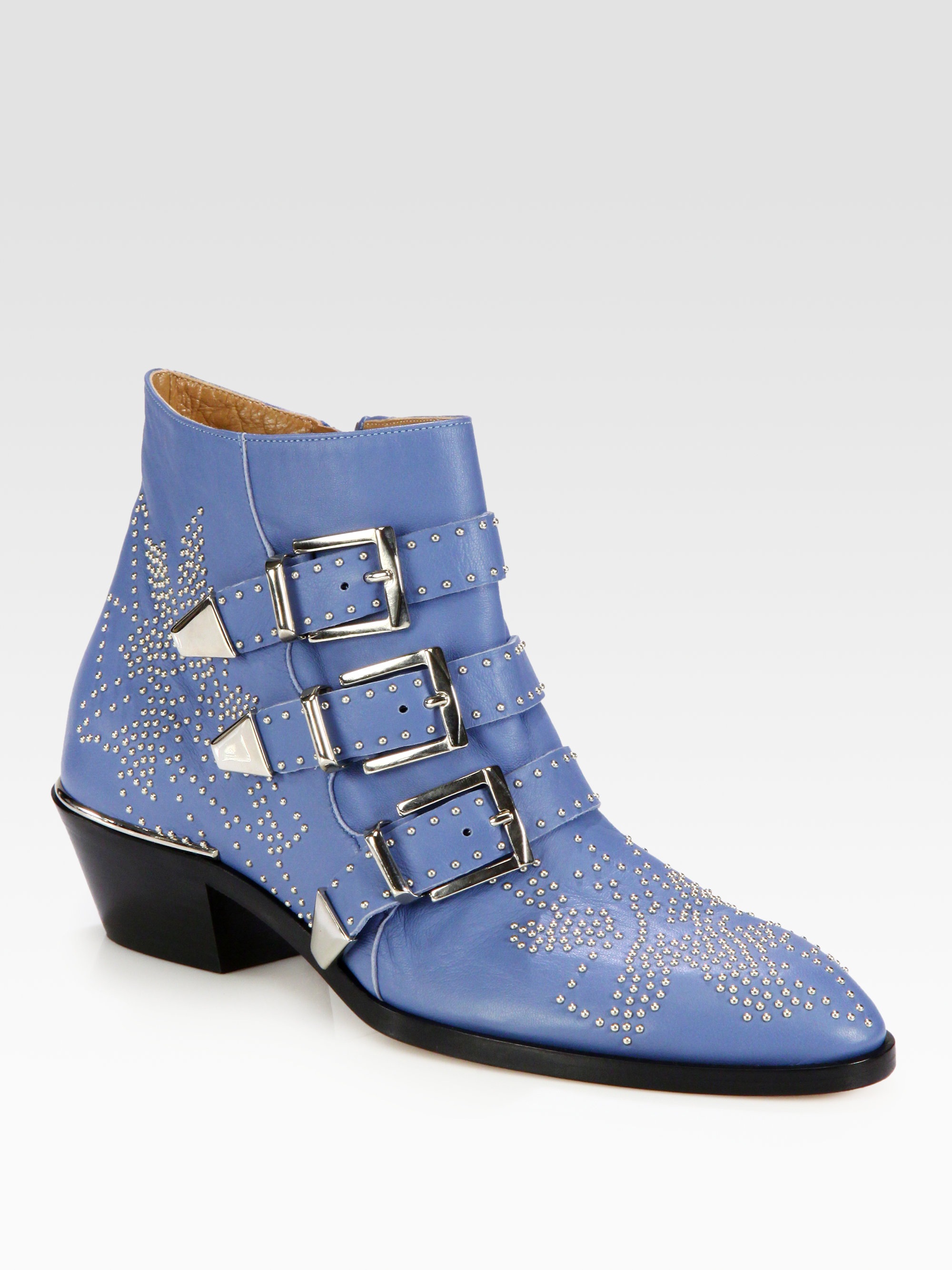 Chloe Blue Studded Leather Buckle Ankle Boots Product 1 6035803 020920784 