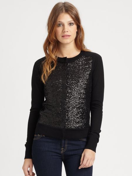 Diane Von Furstenberg Marysebis Sequin Cardigan in Black | Lyst