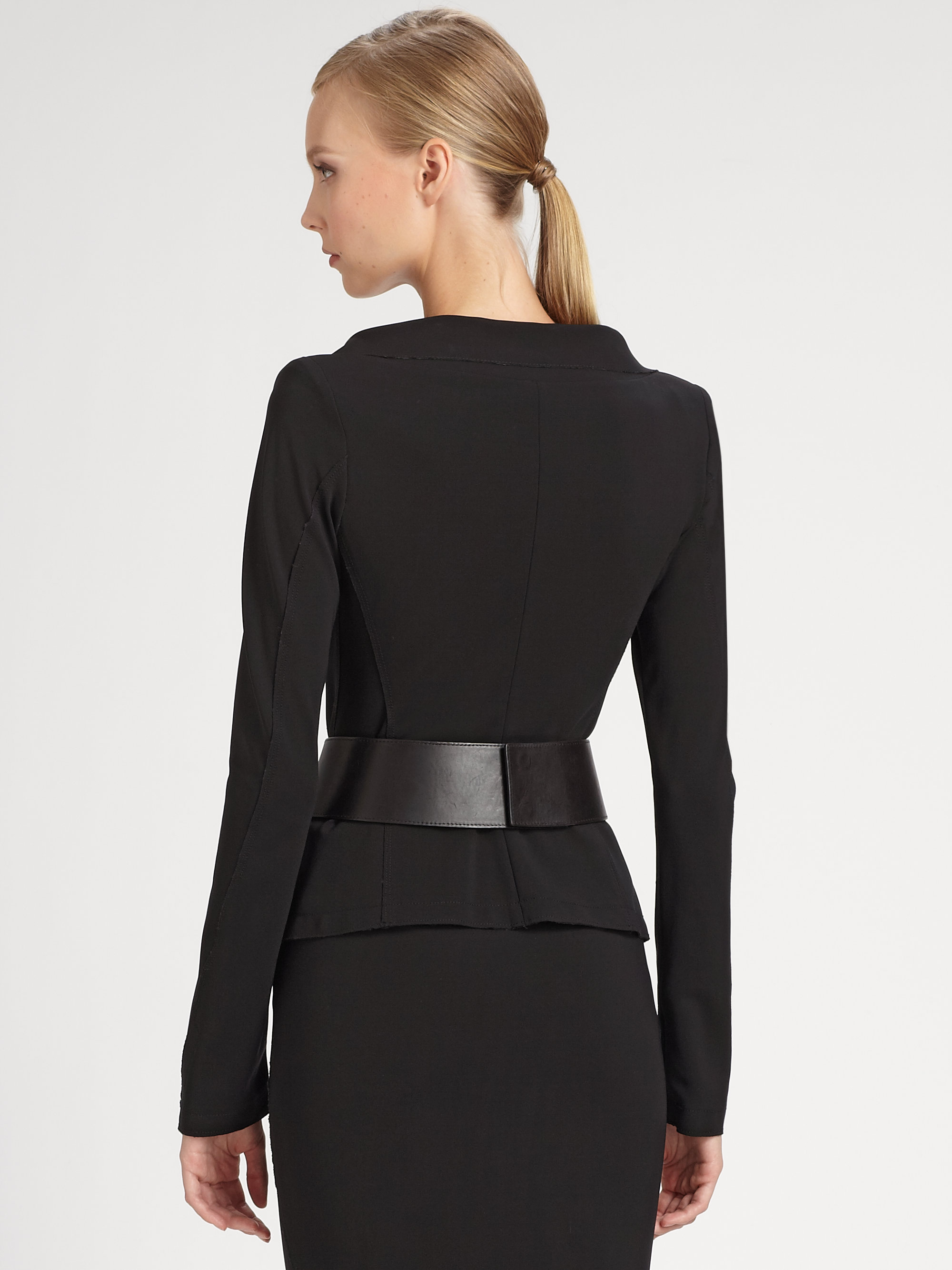 Lyst Donna Karan Belted Envelope Jacket in Black