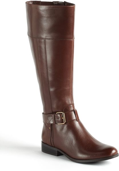 Anne Klein Cailin Wide Shaft Riding Boots in Brown (brown leather) | Lyst