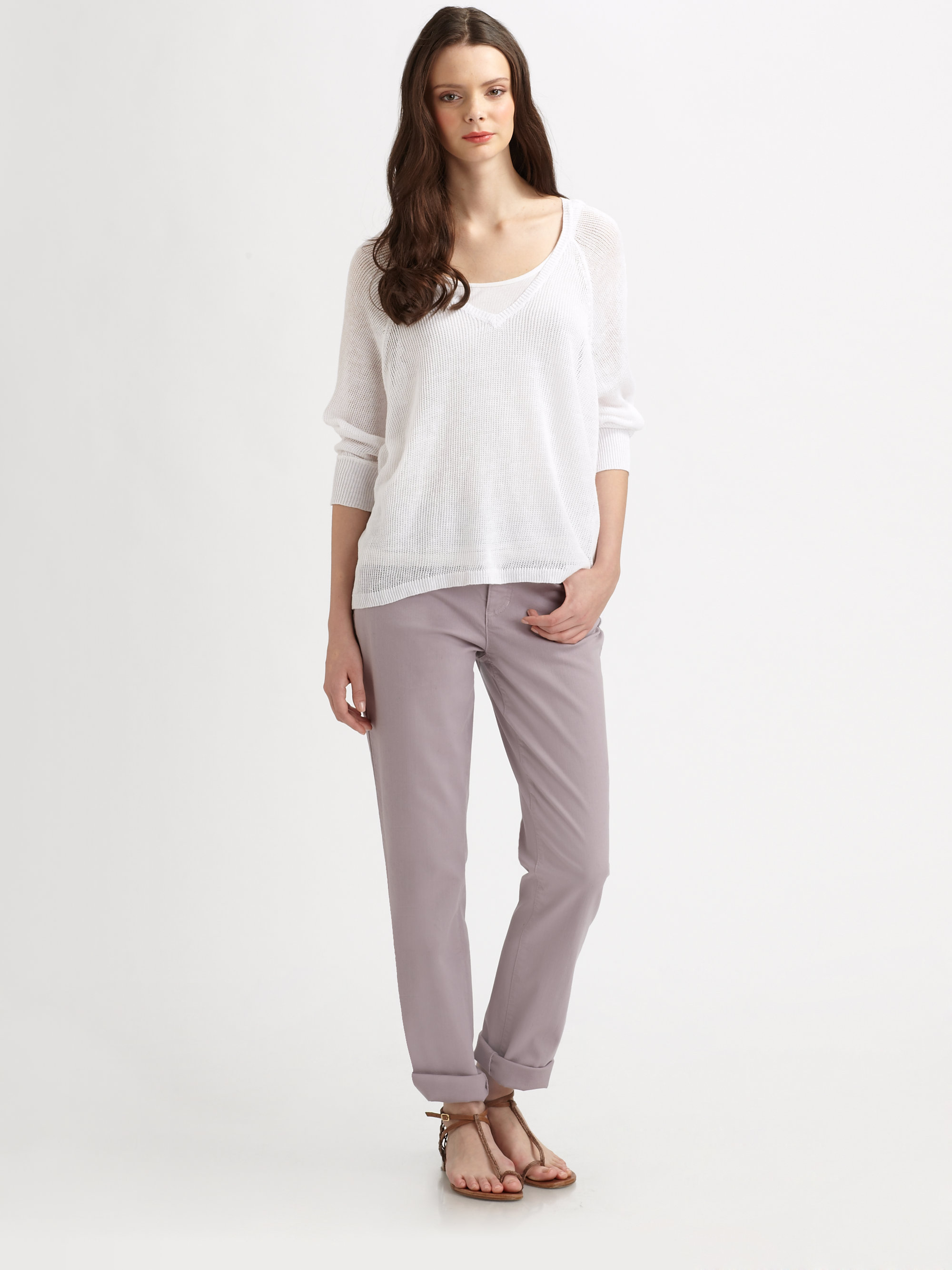 white linen sweater