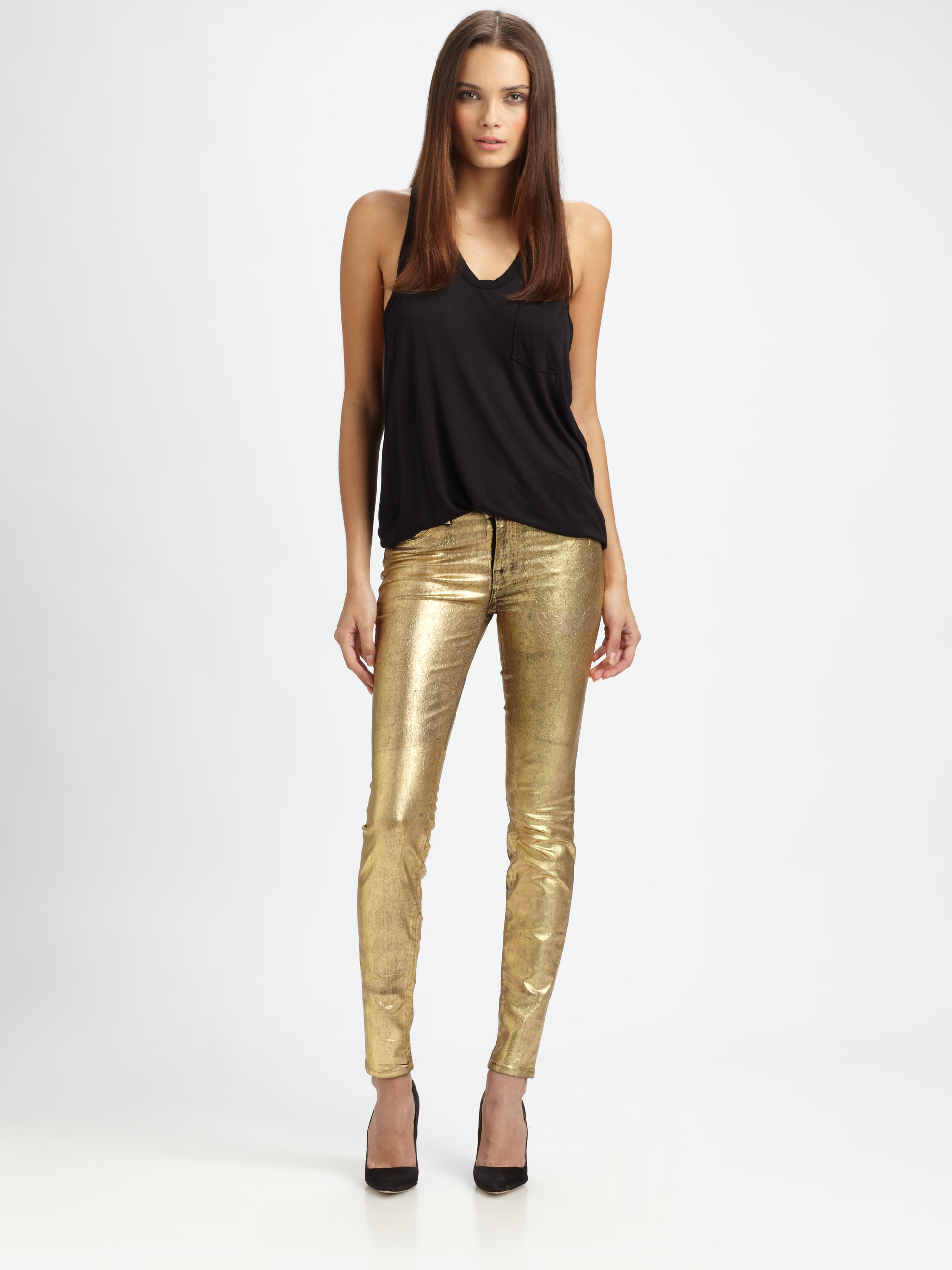 gold jeggings