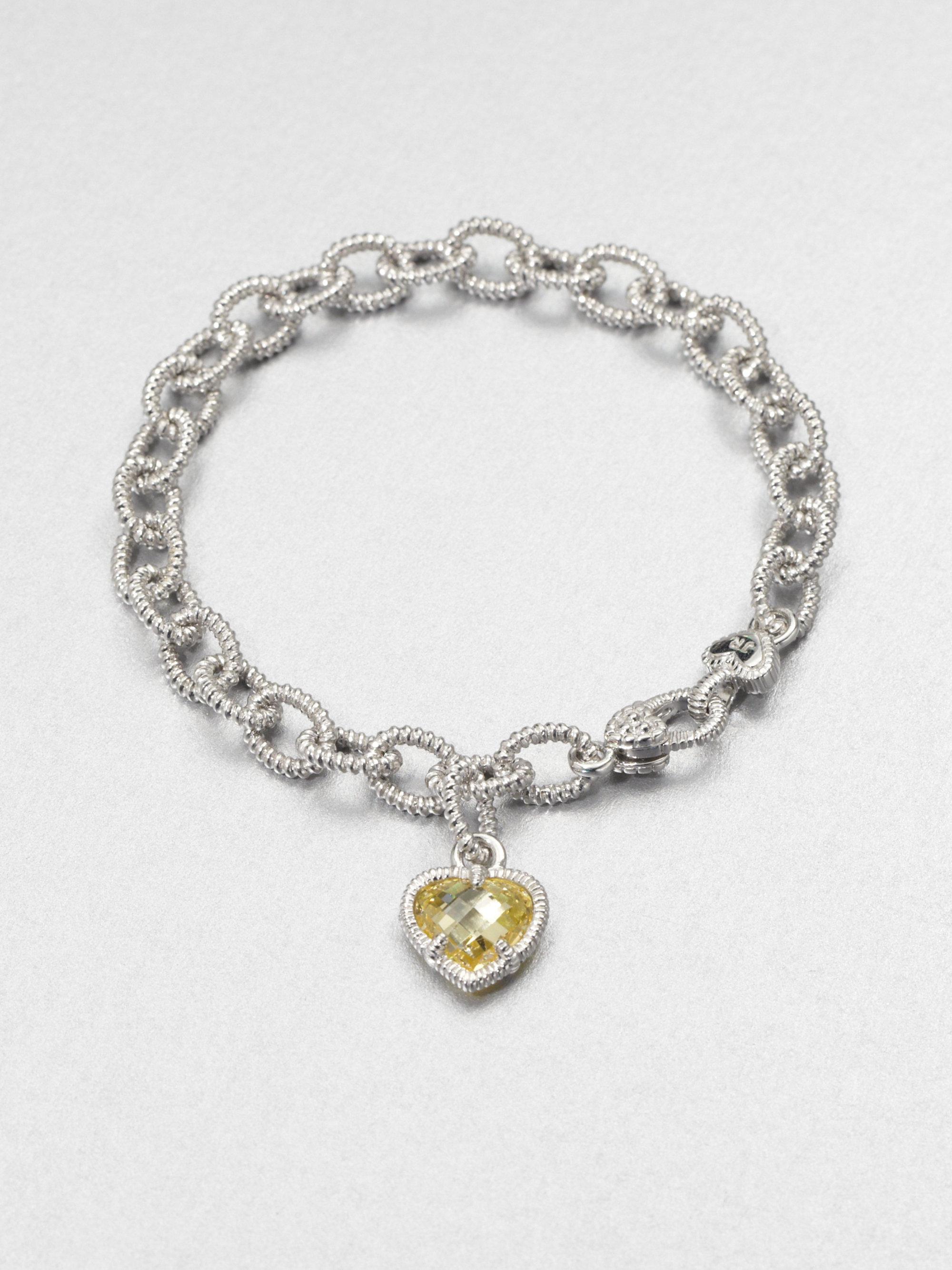 Judith Ripka Sterling Silver Charm Bracelet in Silver (yellow) | Lyst