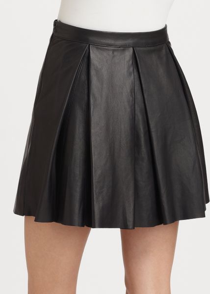 Pjk Patterson J. Kincaid Tartini Pleated Leather Mini Skirt in Black | Lyst
