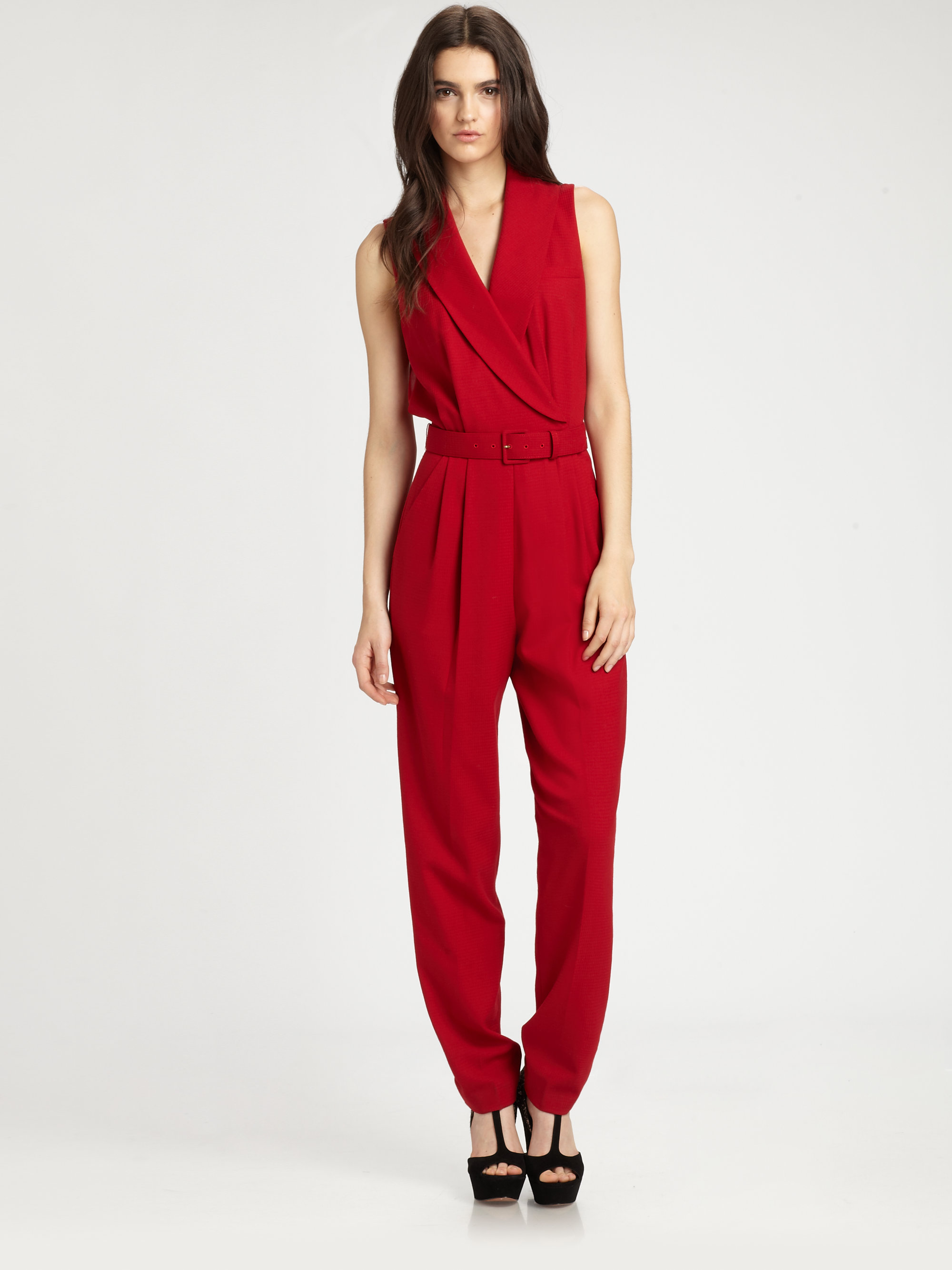Lyst - Rachel zoe Wool Suiting Jumpsuit in Red