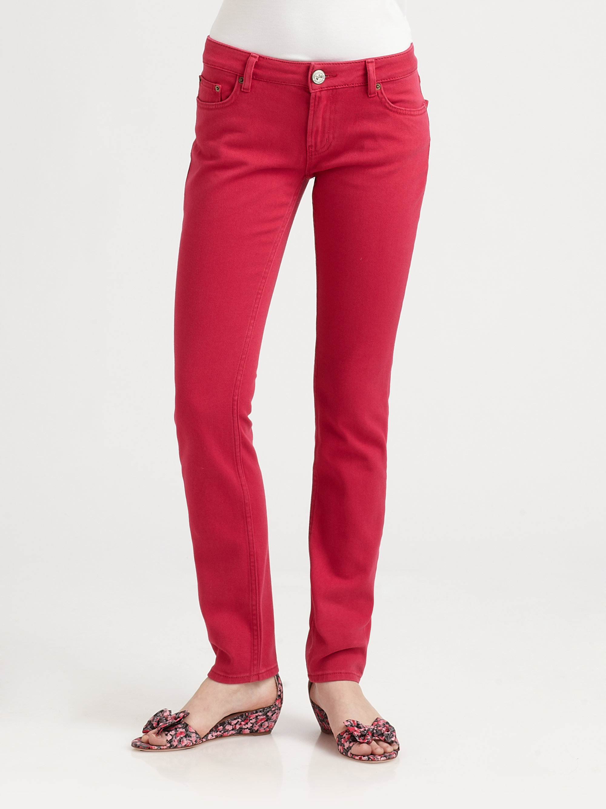 Red valentino Cherry Stretch Denim Jeans in Red (cherry) Lyst