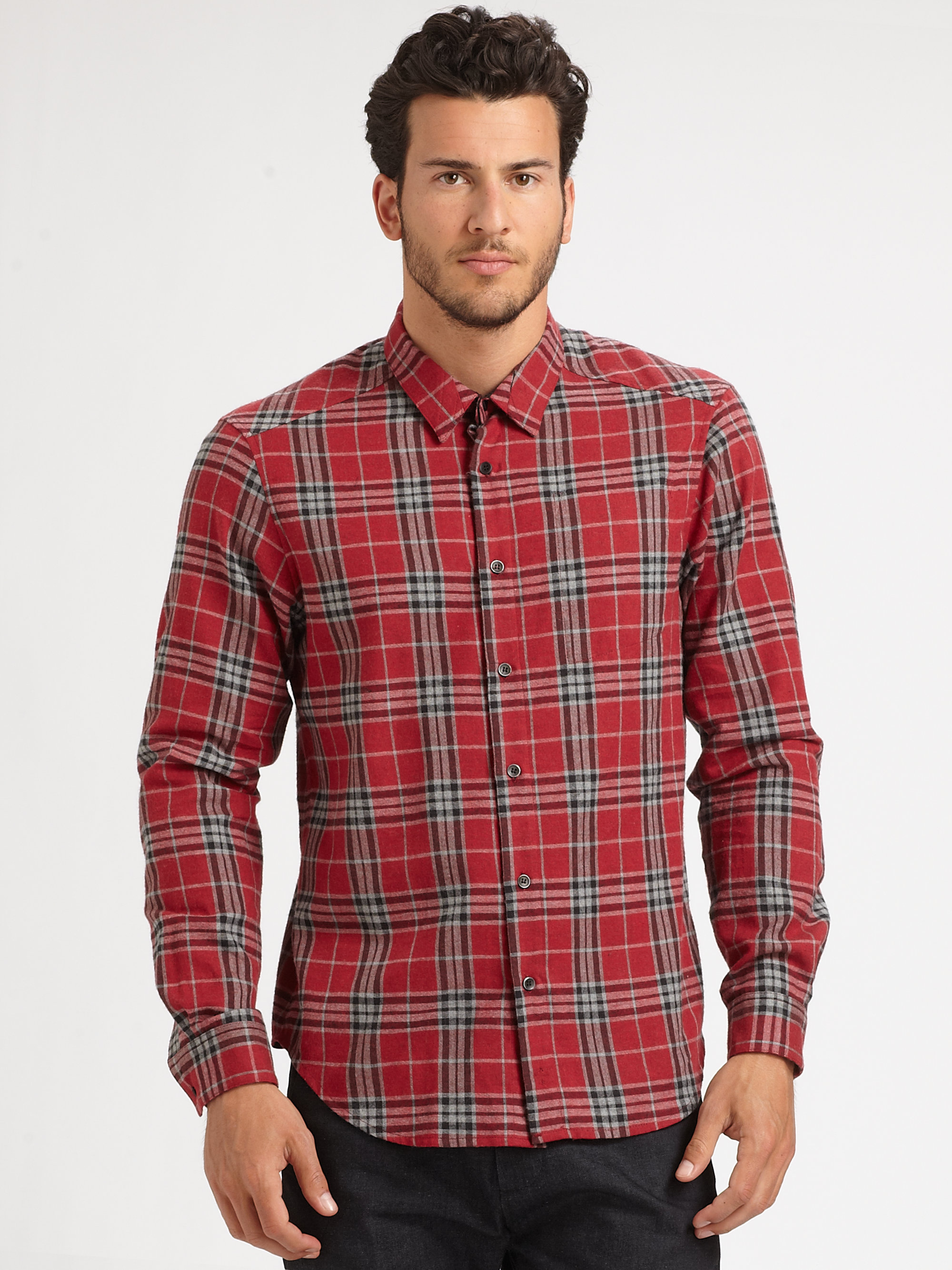 Lyst - Rogan Plaid Shirt in Red for Men