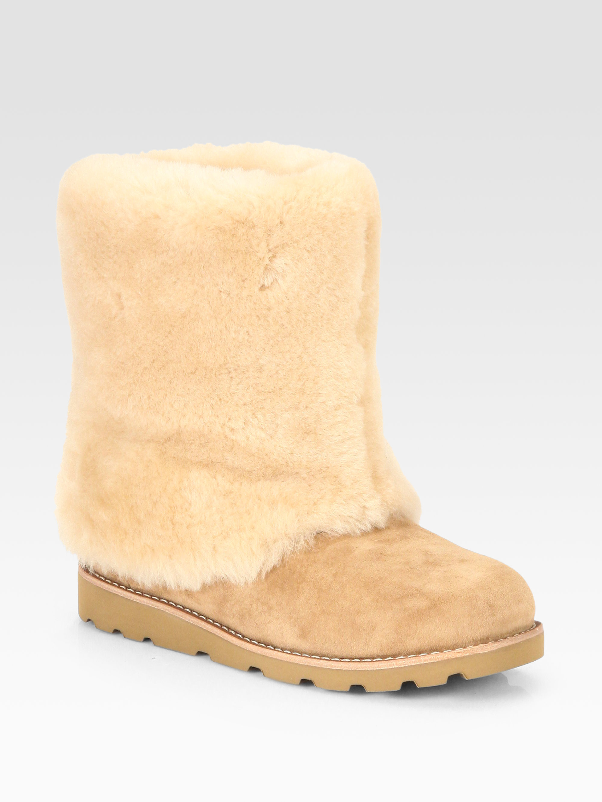 Ugg Maylin Suede Shearling Cuff Ankle Boots | Lyst