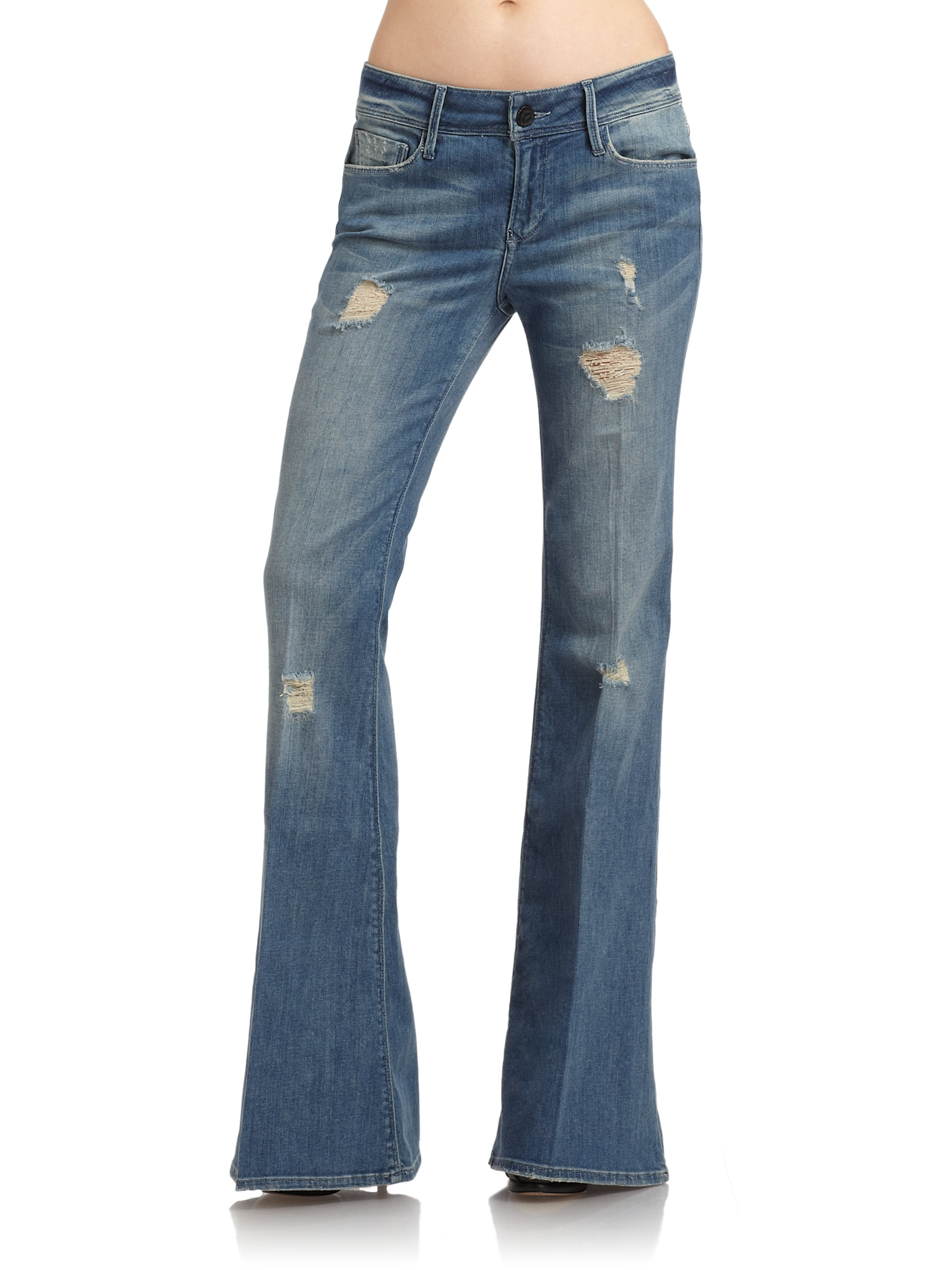 Lyst - Black Orchid Distressed Bell Bottom Jeans in Blue