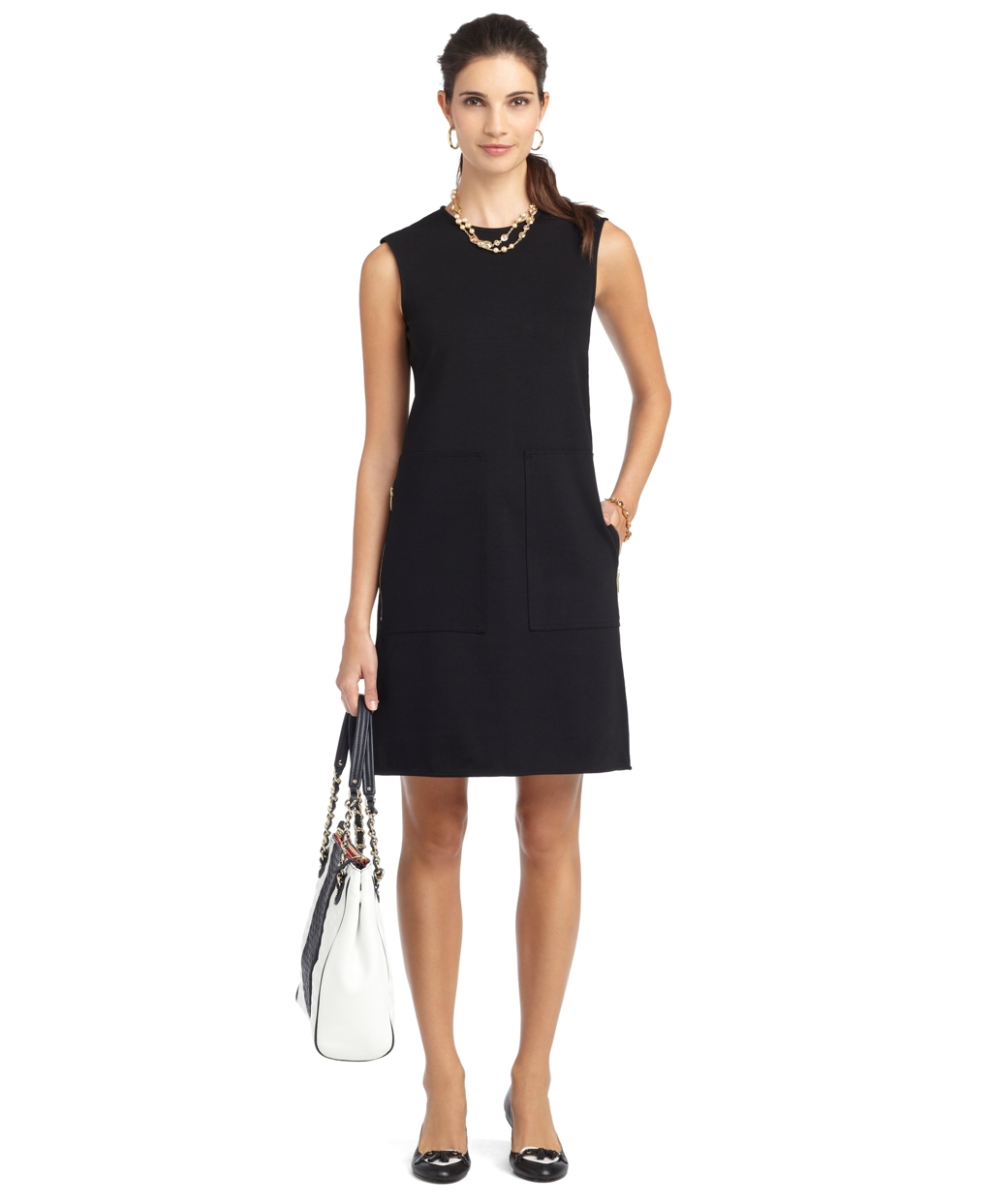Brooks Brothers Knit Aline Dress in Black | Lyst