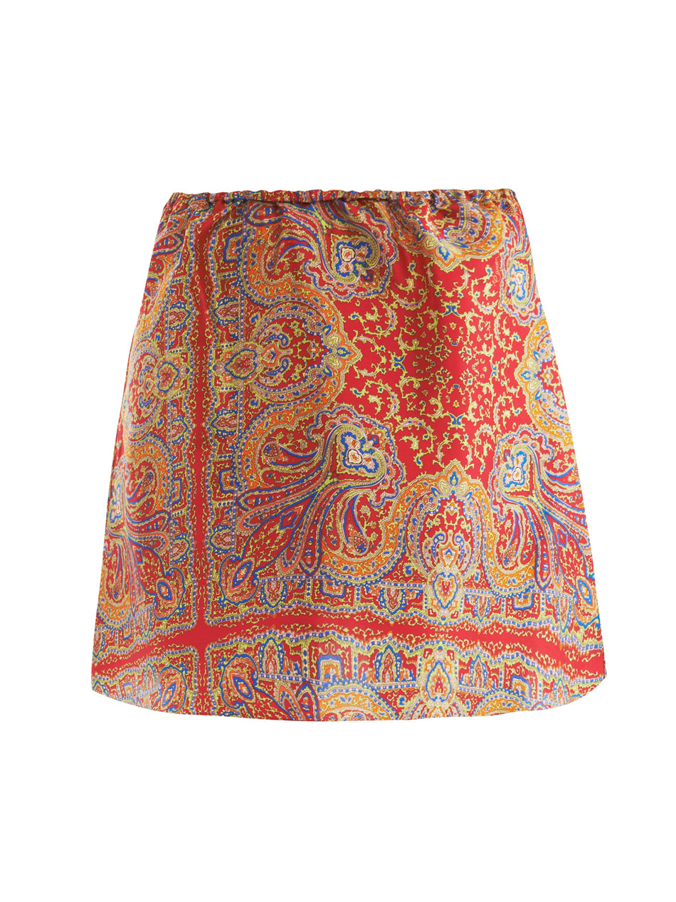 Carven Shantung-silk Paisley print Skirt in Red | Lyst