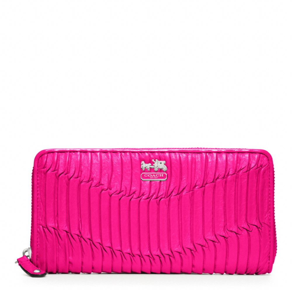 Coach Madison Gathered Leather Accordion Zip Wallet in Pink | Lyst