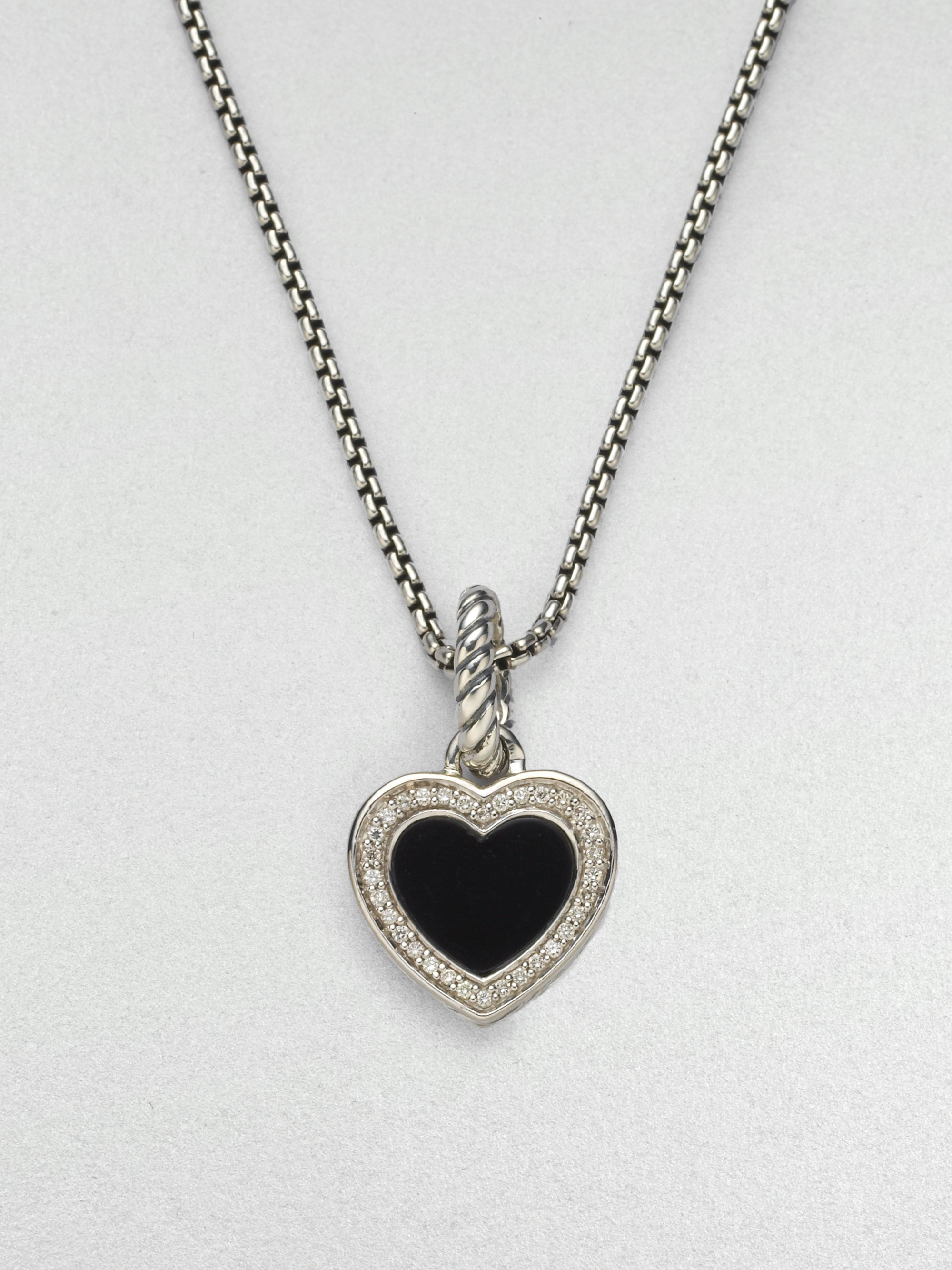 David Yurman Diamond Black Onyx Sterling Silver Heart Enhancer in Black ...