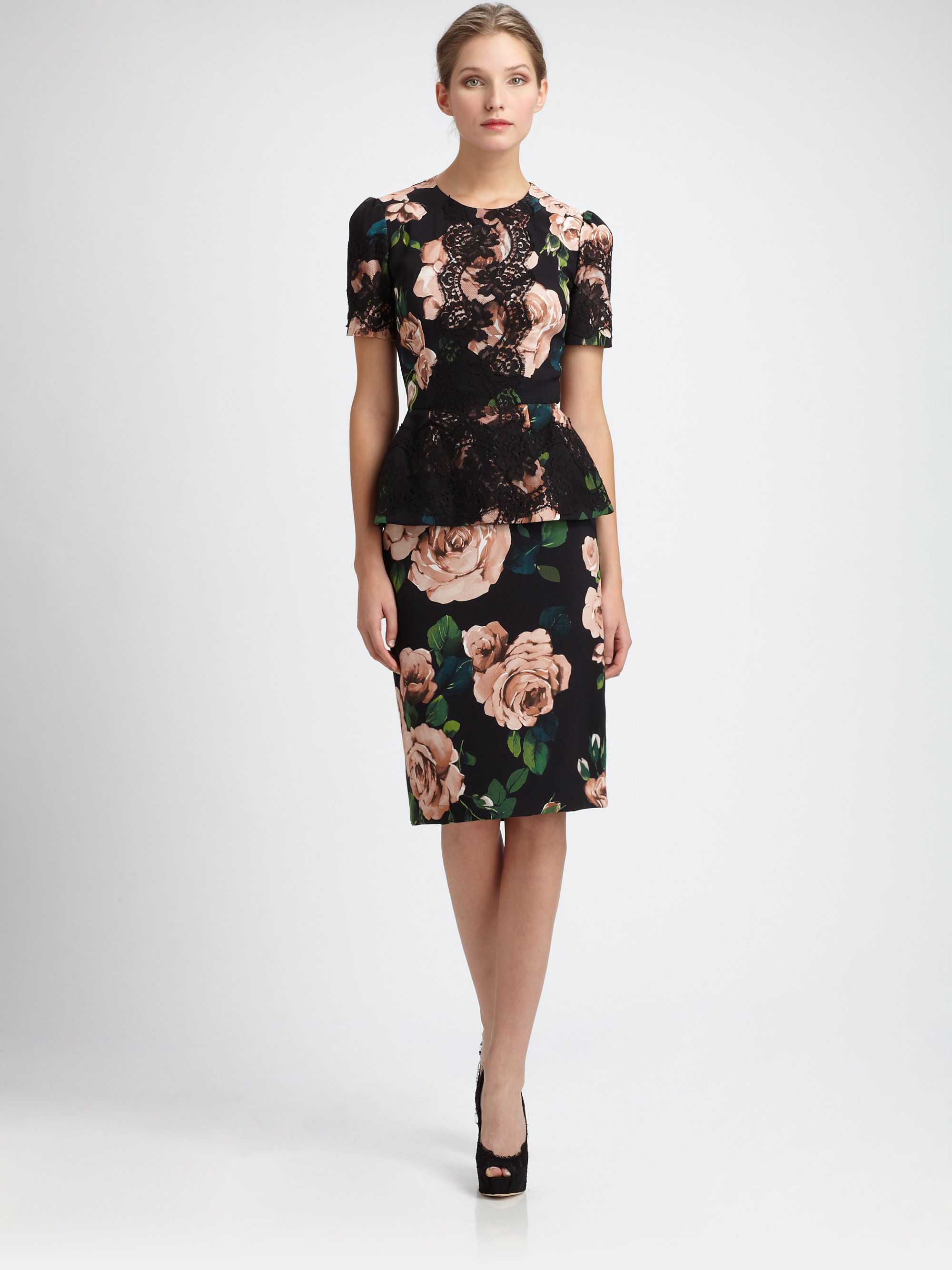 Lyst - Dolce & gabbana Floral Pencil Skirt