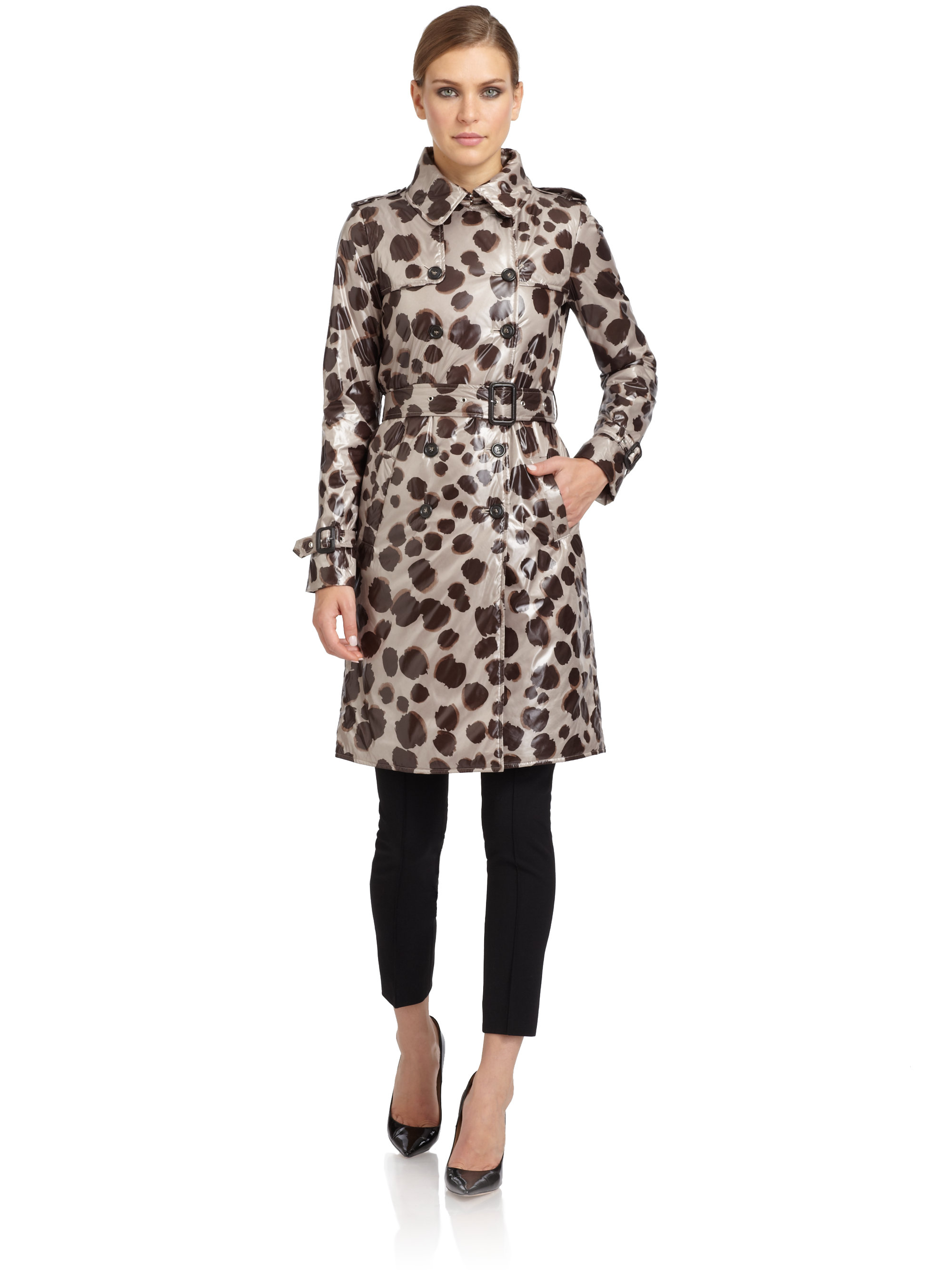 Moschino Cheap & Chic Leopard print Trench Coat in Beige (black) | Lyst