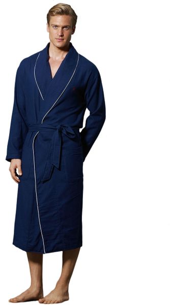 Polo Ralph Lauren Belted Plaid Cotton Robe in Blue for Men (navy) | Lyst