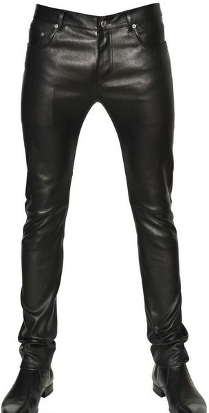 Saint Laurent 16cm Stretch Nappa Leather Jeans in Black for Men | Lyst