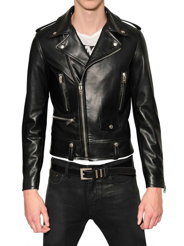 Lyst - Saint Laurent Nappa Leather Biker Jacket in Black for Men
