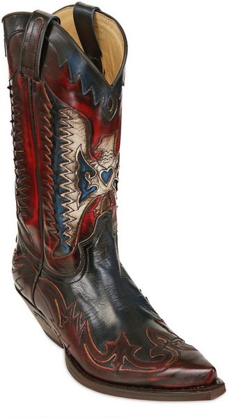 Sendra 40mm Leather Cowboy Boots in Red (red/blue/white) | Lyst