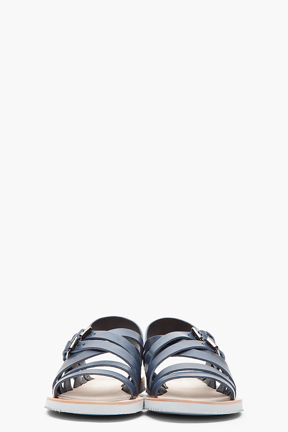 Alexander mcqueen Navy Leather Minnesota Vibram Sandals in Blue for Men | Lyst