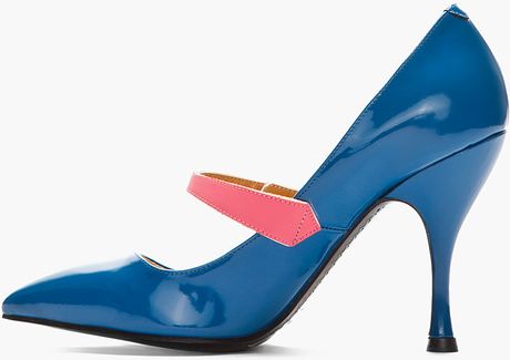Marc Jacobs Patent Blue Pinkstrapped Heels in Blue | Lyst
