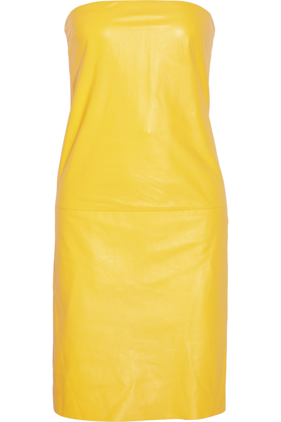 Ralph lauren collection Eugenia Strapless Leather Dress in Yellow | Lyst