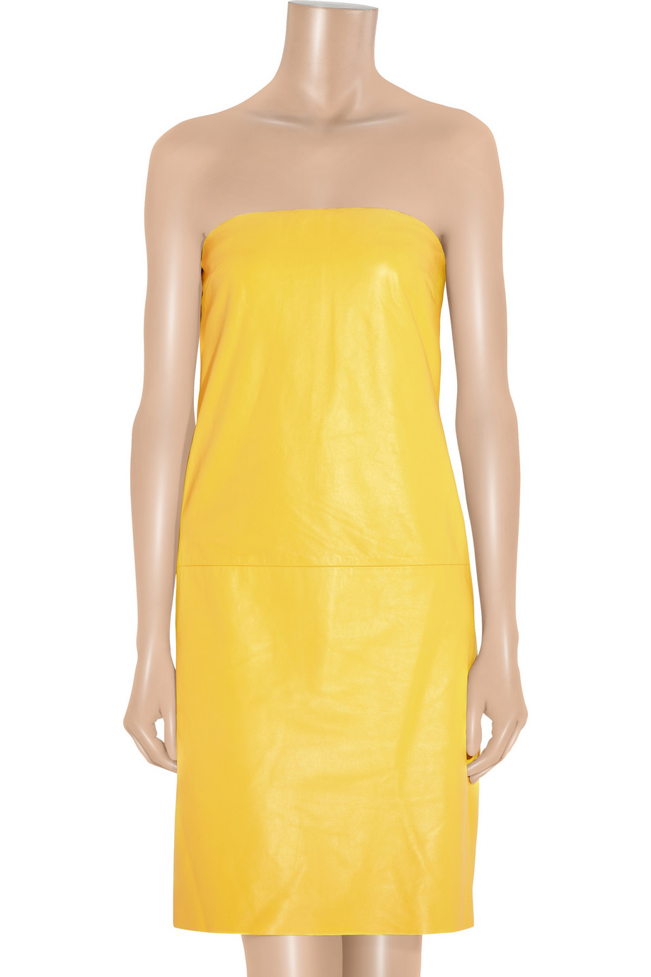 Lyst - Ralph Lauren Collection Eugenia Strapless Leather Dress in Yellow