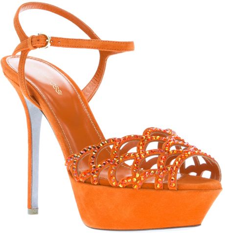 Sergio Rossi Platform Sandal in Orange | Lyst