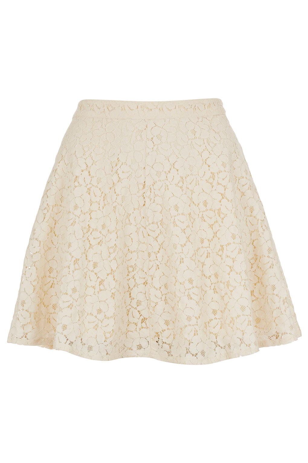 Topshop Cream Lace Skater Skirt in Natural | Lyst