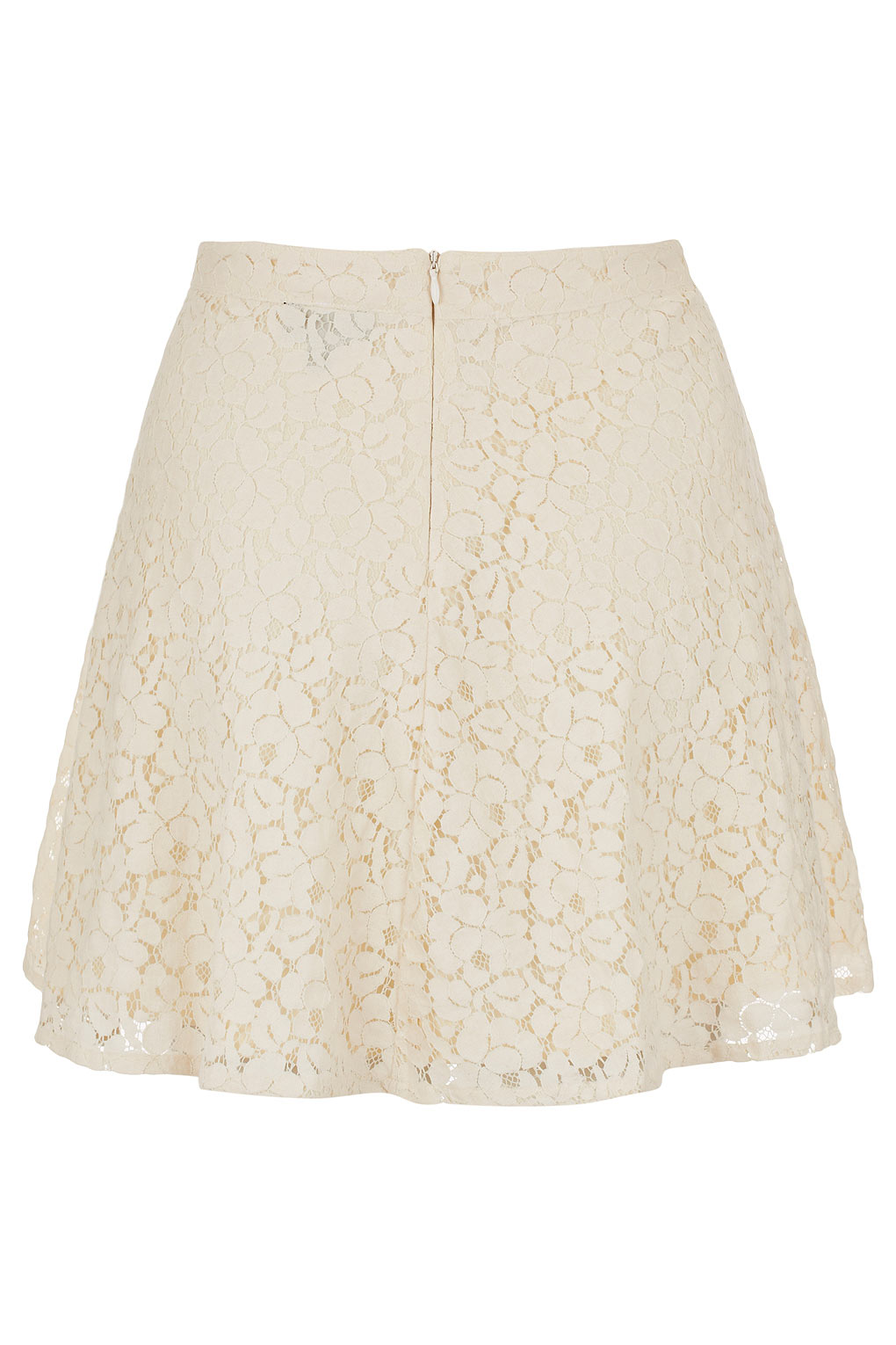 Lyst - Topshop Cream Lace Skater Skirt in Natural