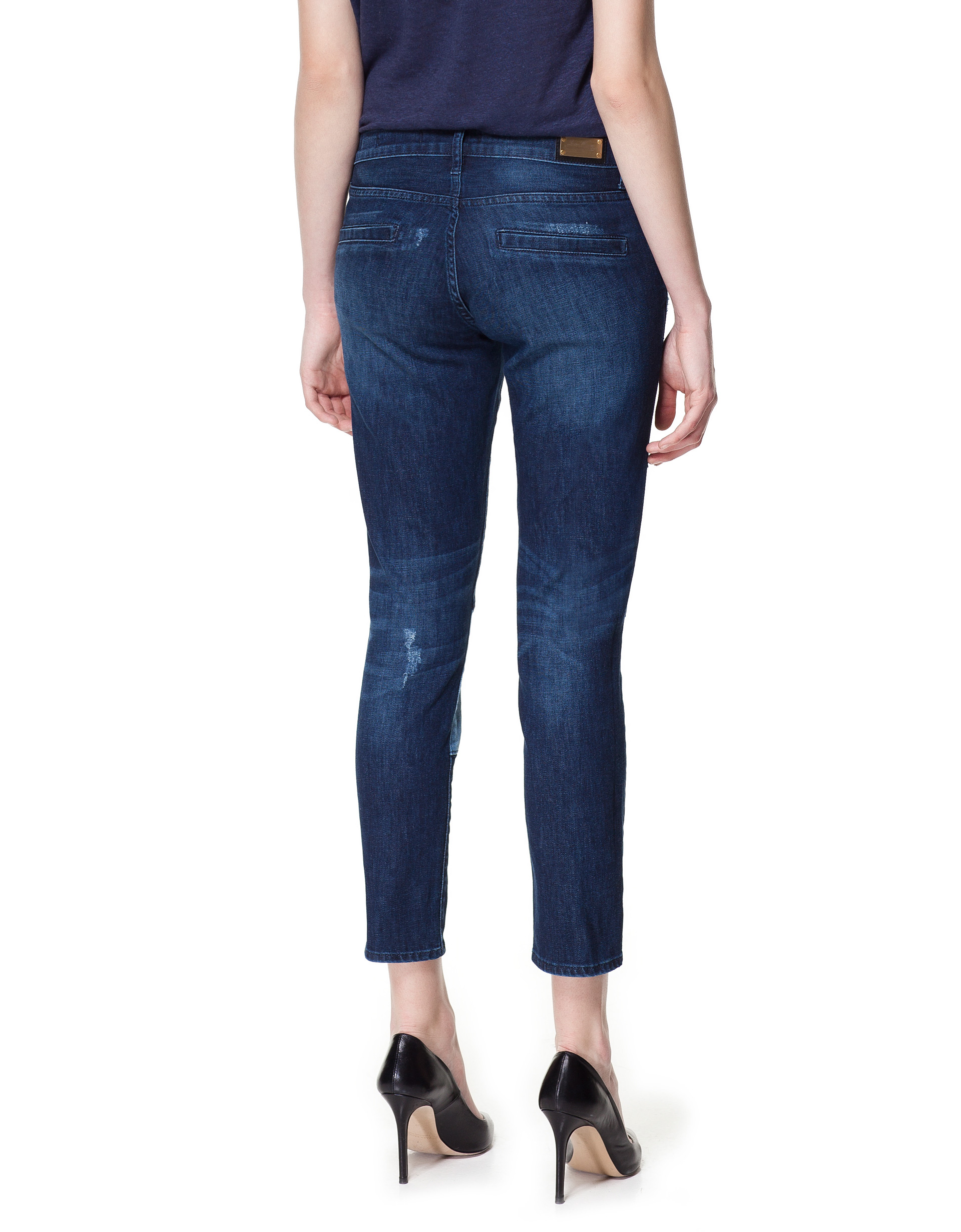 Zara Jeans with Patches in Blue | Lyst