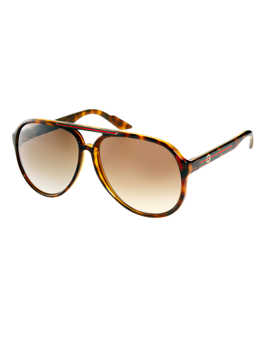 Gucci Brown Slim Aviator Sunglasses In Brown Lyst