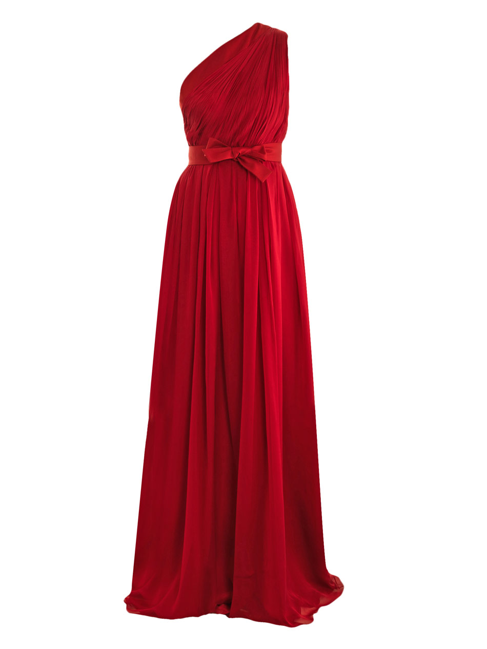 Giambattista valli One Shoulder Chiffon Gown in Red | Lyst