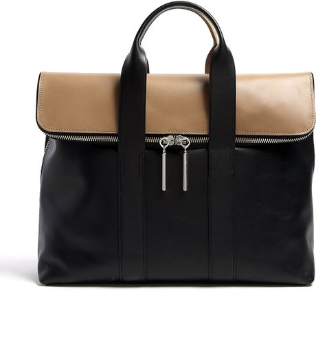 3.1 Phillip Lim Polished Leather Tote in Black | Lyst