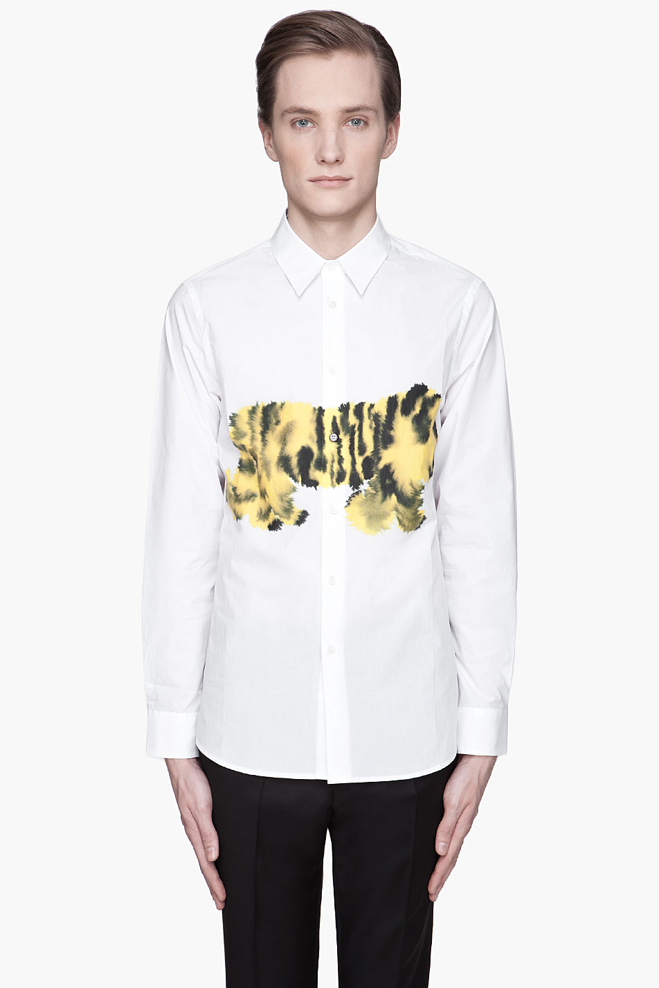 Marni White Tiger Print Button Up Shirt in Yellow for Men | Lyst